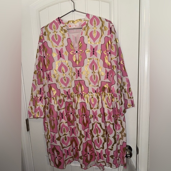 Jude Connally Pink and Gold Patterned Midi Dress - Picture 7 of 11